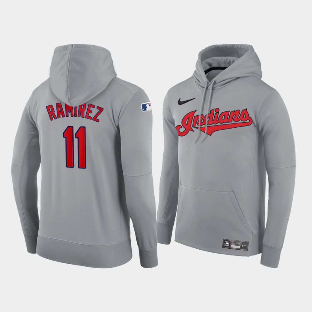 Cheap Men Cleveland Indians 11 Ramirez gray road hoodie 2021 MLB Nike Jerseys